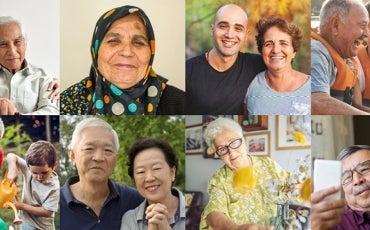 Collage of diverse people of older generation