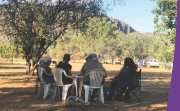 First Nations women lders meeting in the bush